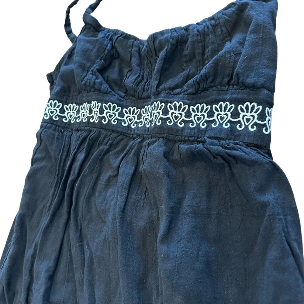 Black‎ Embroidered Dress Sleeveless Casual Summer Sun Dress/ Beach Cover up